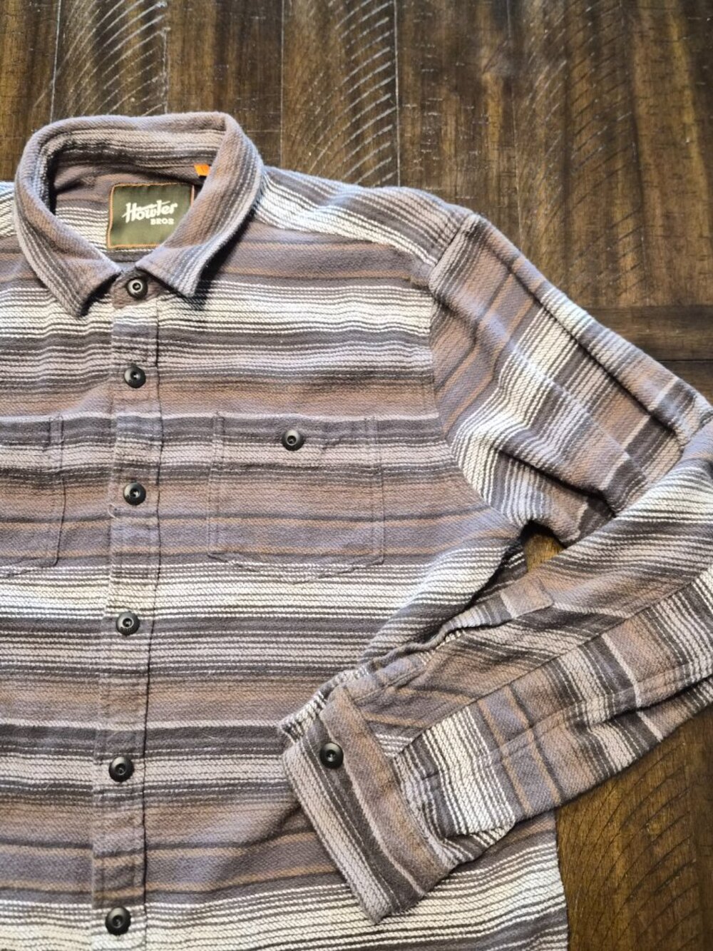 Howler Bros Blanket Flannel Shirt Mens Size L Striped Long Sleeve Rodanthe G907